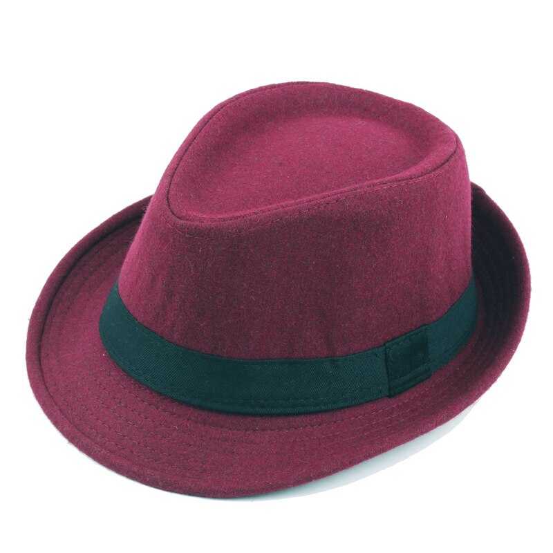 Vinter hat bred randen fedora jazz hat mænd udendørs hat retro bowler hatte gorro: Rød