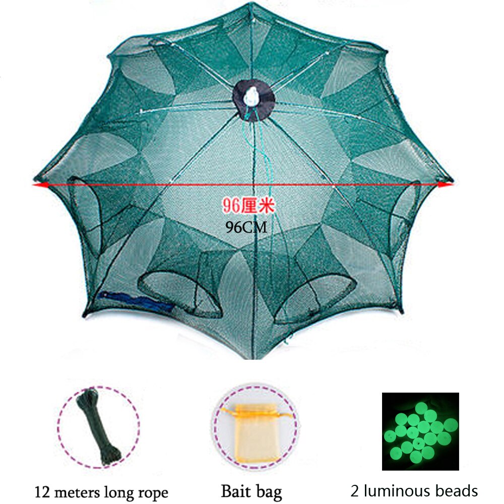 Portable Foldable Hexagon Fish Network Fishing Net Crab Lobster Net Simple Operation Fish Nets Shrimp Nets Fishing Shrimp Cage: B- 8 Holes