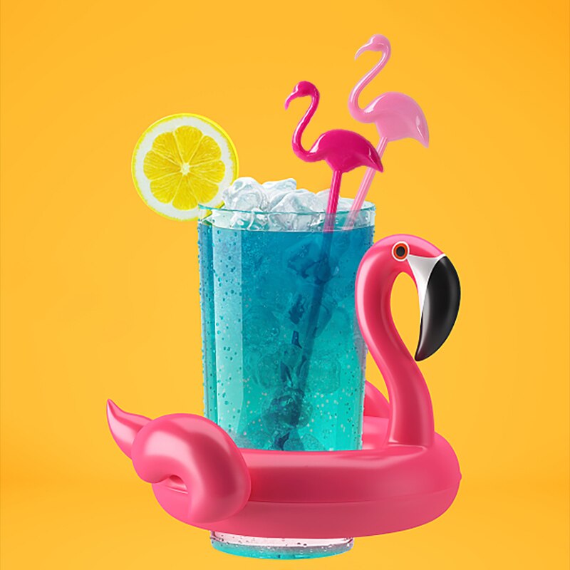 Agitateur de boissons en plastique, 6 pièces, pour fête d'été, fête tropicale, décoration de fête hawaïenne, flamand rose, agitateur de boissons, café