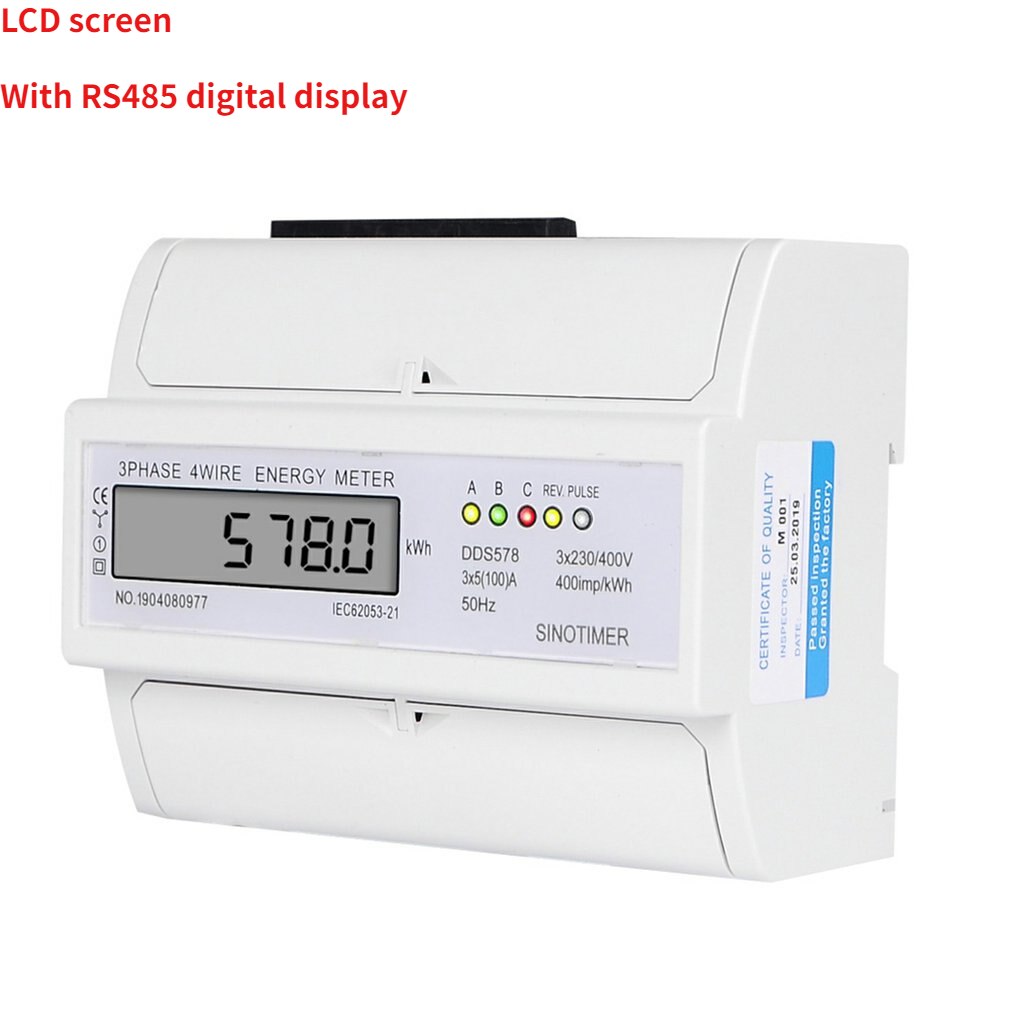 DIN Rail Mount AC 380V 5-100A Three Phase 2 Wire Digital Power Meter Electricity Cost Measuring Meter: DDS578R