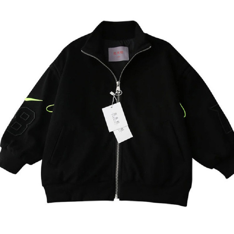 Jongen Jas Herfst Winter Lente Kid Jas Met Rits Zwart Katoen Kid Kleding Kinderen Bovenkleding 3 Tot 12 jaar Oud: 140CM