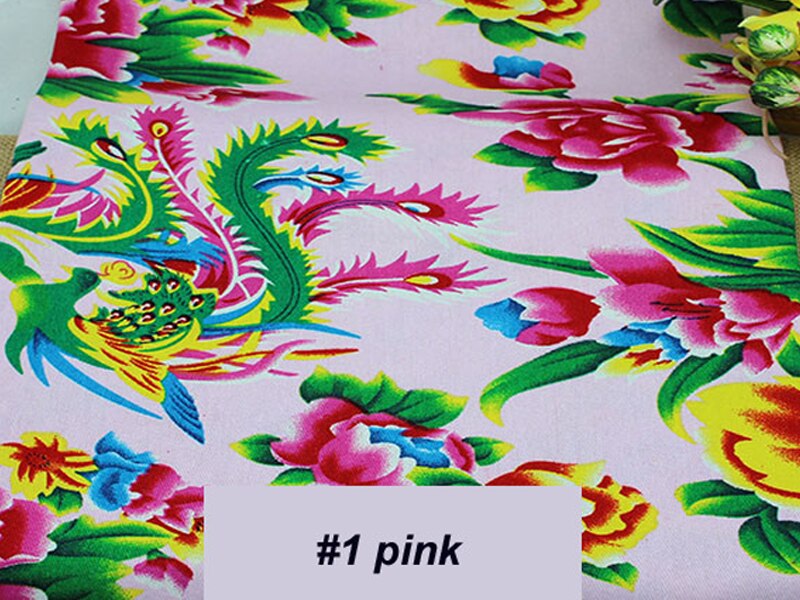 Tissu textile imprimé de phénix chinois, à motif de pivoine, 50cm x 160cm, pour literie: 1 pink