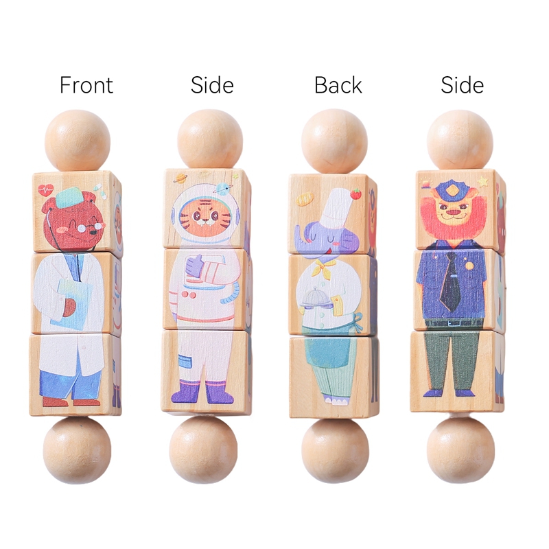 1pc Baby Wooden Rattle Toys Rotating Animal Matching Newborn Soothing Toy 0 12 Months Rotating Puzzle Montessori Toys for Babys: GRAY