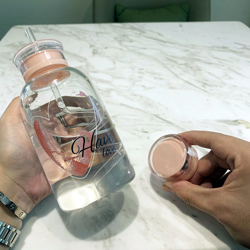 450ml bouteille en verre dessin animé givré/Transparent bouteilles d'eau BPA gratuit étanche Drinkware simplicité étudiant tasse: 3
