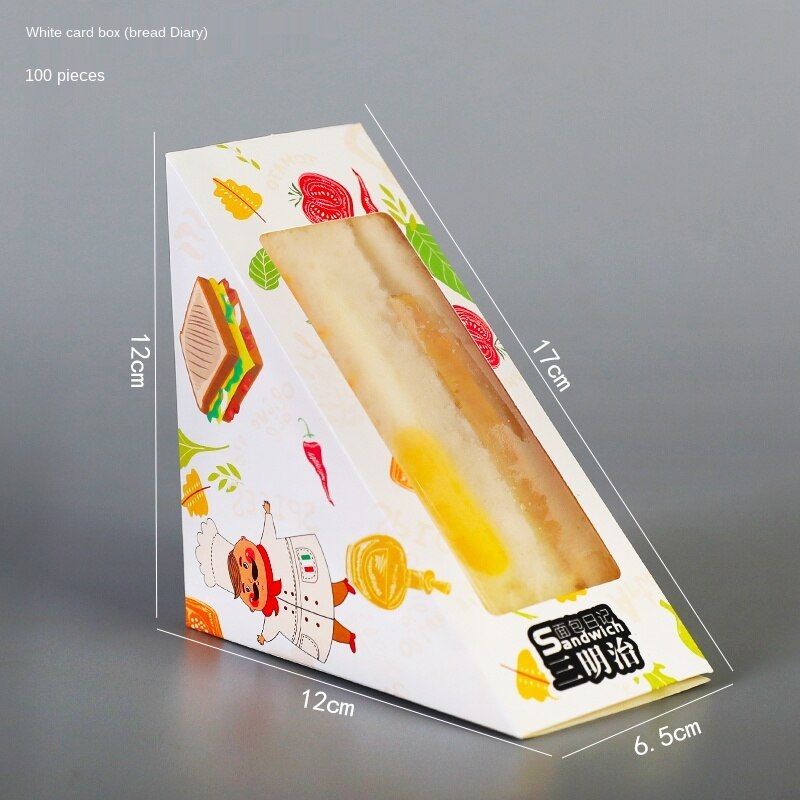 100 stücke Sandwich Kasten Dreieck Tasche Einweg Transparente Haushalts Mittagessen: 005