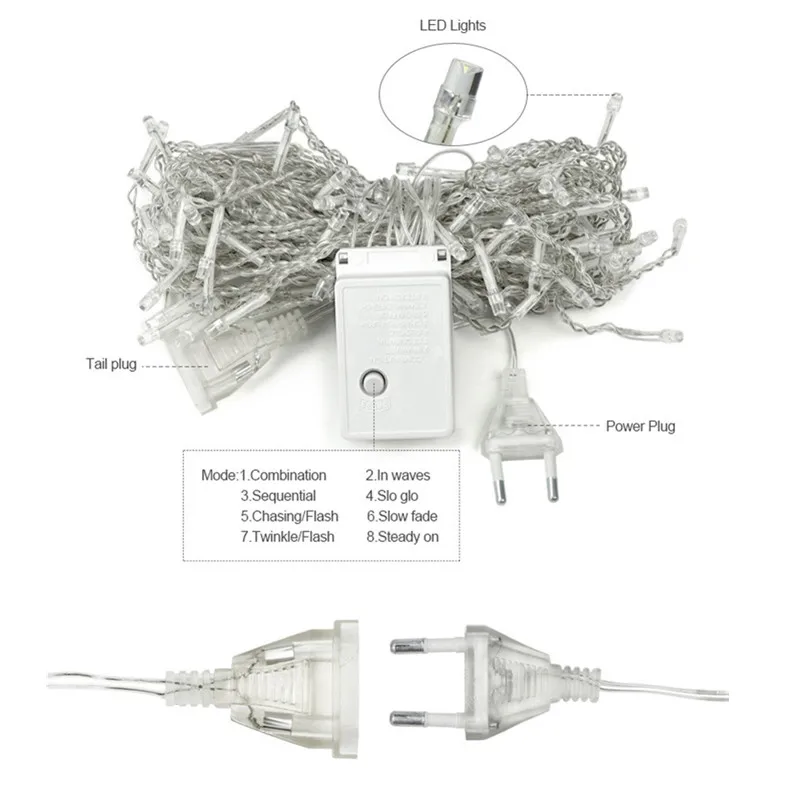 3M LED Vorhang Eiszapfen Lichterkette Hängend 0,4-0,6M 220V Garten Hof Einkaufen Vorhang Licht Außendekoration Licht.