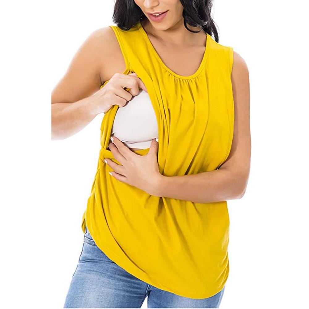 Camisas para mujeres embarazadas, chalecos de lactancia para mujeres, trajes cómodos para amamantar, tops y blusas para mujeres embarazadas: YELLOW / S