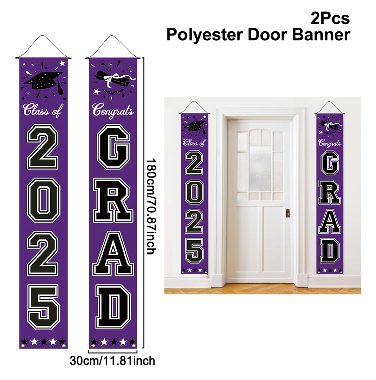 Decoración para de graduación, pancartas de coplas para puerta, clase de 2025, felicidades, letrero colgante para porche de graduación, suministros para de celebración en el hogar