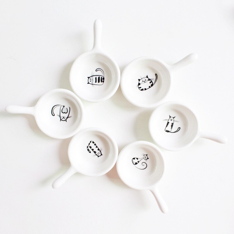 Mino Ware Japanese Ceramics Mini Plate/Dish Set Of 5 Five Cat Faces White Blue Made In Japan Japan Import Gbs001