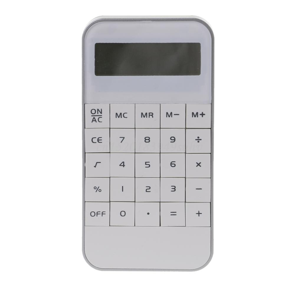 Przenośny Kalkulator Kieszonkowy - 10 Cyfr - LCD - 11.5cm - Bateria Płaska - Plastik: Biały