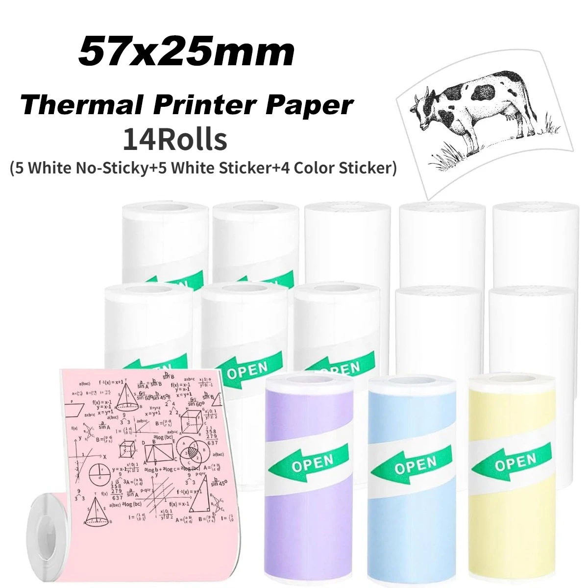 57x25mm Papier Für Mini Drucker Rolle Papier Art Kamera Selbst-Klebe Etikett Aufkleber Für T02/M02/M02S Für Foto Tagebuch Notizen Memo: Blau