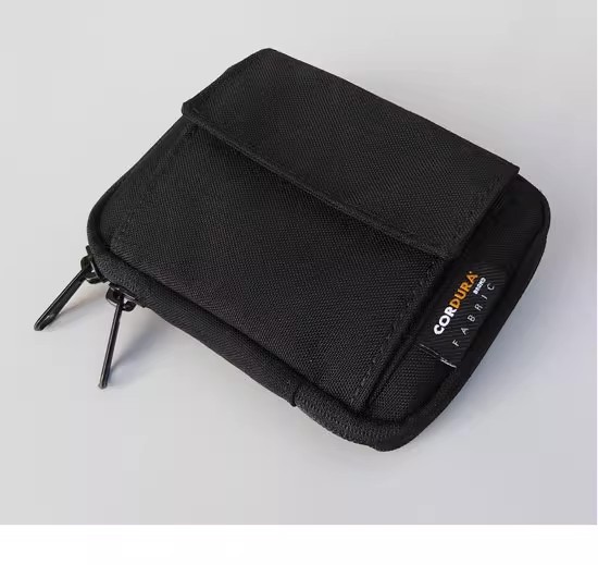 Kartenetui für Herren, Nylonstoff, Münzgeldbörse, Unisex, niedlicher Reißverschluss, kleine Geldbörse mit Ausweishalter, Stoff, schwarzer Kartenhalter: Black