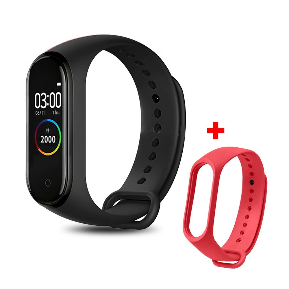 M4 Smart Band Fitness Trcker braccialetto sportivo pedometro frequenza cardiaca pressione sanguigna Bluetooth salute cinturino impermeabile Smartband: M4 with red strap