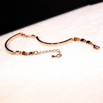 Charmwin enkle manchet armbånd til kvinder mærke rose guld farve rhinestone armbånd armbånd smykker tys 00174