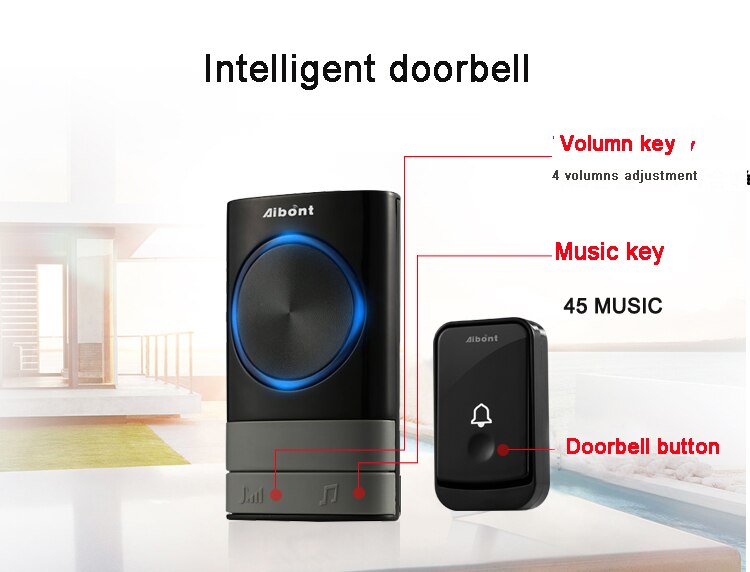 self powered DoorBell Home Door Chime Intelligent smart Door Bell calling ringbell loud 300m range 1 2 Button 1 2 3 Receiver