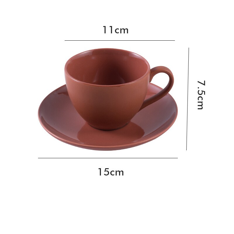 Large Capacity Ceramic Coffee Cup and Saucer Set Tableware Breakfast Milk Afternoon Tea Cappuccino Latte Mug for Dad Mom: Sweet orange