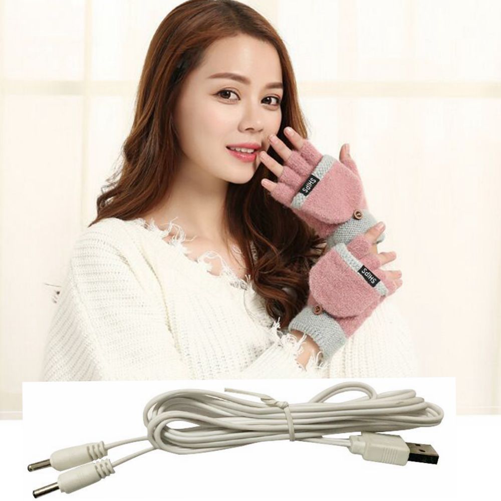 USB Electric Rechargeable Mitten Winter Heated Gloves Full&Half Finger Warmer