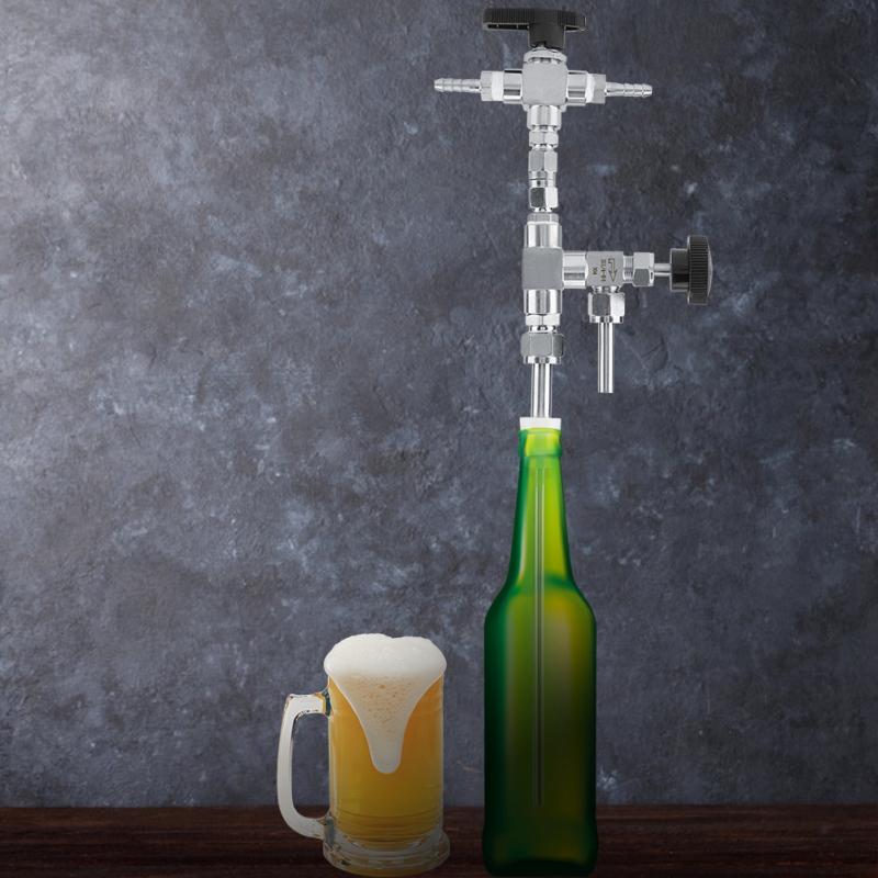 Rustfrit stål modtryk ølflaskefylder hjemmebryg justerbart tryk  co2 ølbrygningssæt