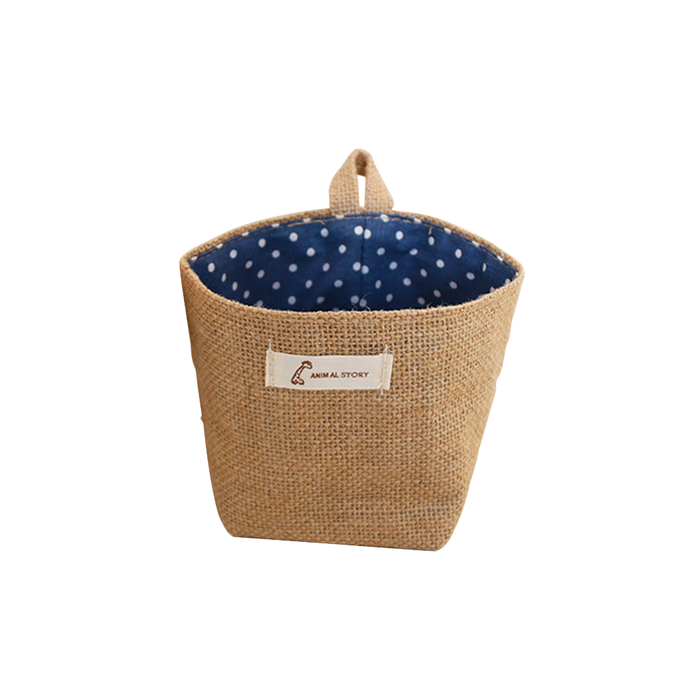 1Pc Linnen Katoen Stof Pouch Muur Deur Closet Opknoping Organizer Bag Desktop Opslag Mand Opknoping Opslag Container: 02