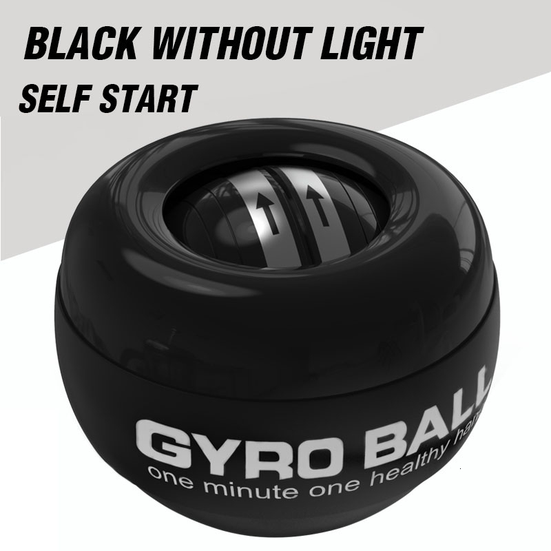 Regenboog Led Self Start Power Ball Gyro Mute Metalen 100Kg Spier Pols Kracht Trainer Ontspannen Gyroscoop Powerball Gym Exerciser: Black without light
