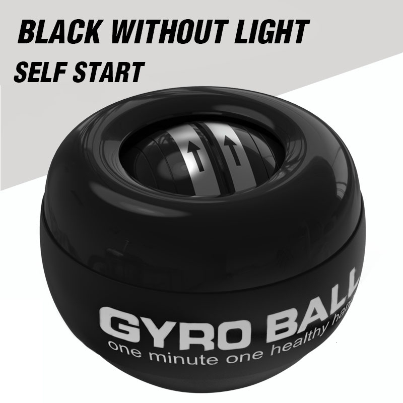 Rainbow LED Self Start Power Ball Gyro Mute Metal 100Kg Muscle Wrist Force Trainer Relax Gyroscope PowerBall Gym Exerciser: Black without light