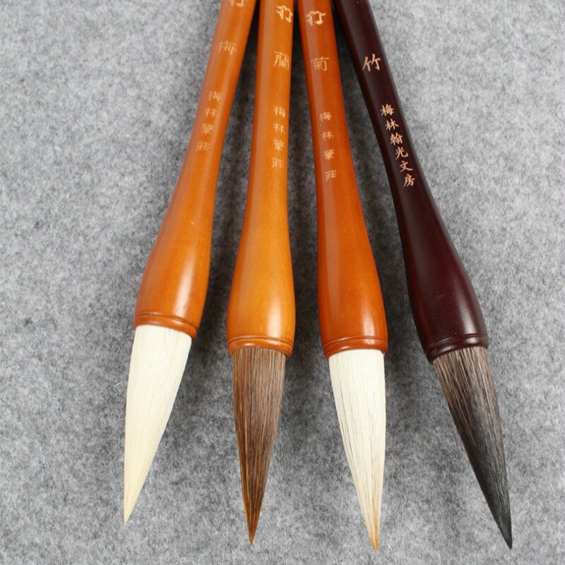 Chinese Calligraphy Brush Pen Regular Script Writing Brushes Hopper-shaped Brush Weasel Woolen Hair the Scholar&#39;s Four Jewels