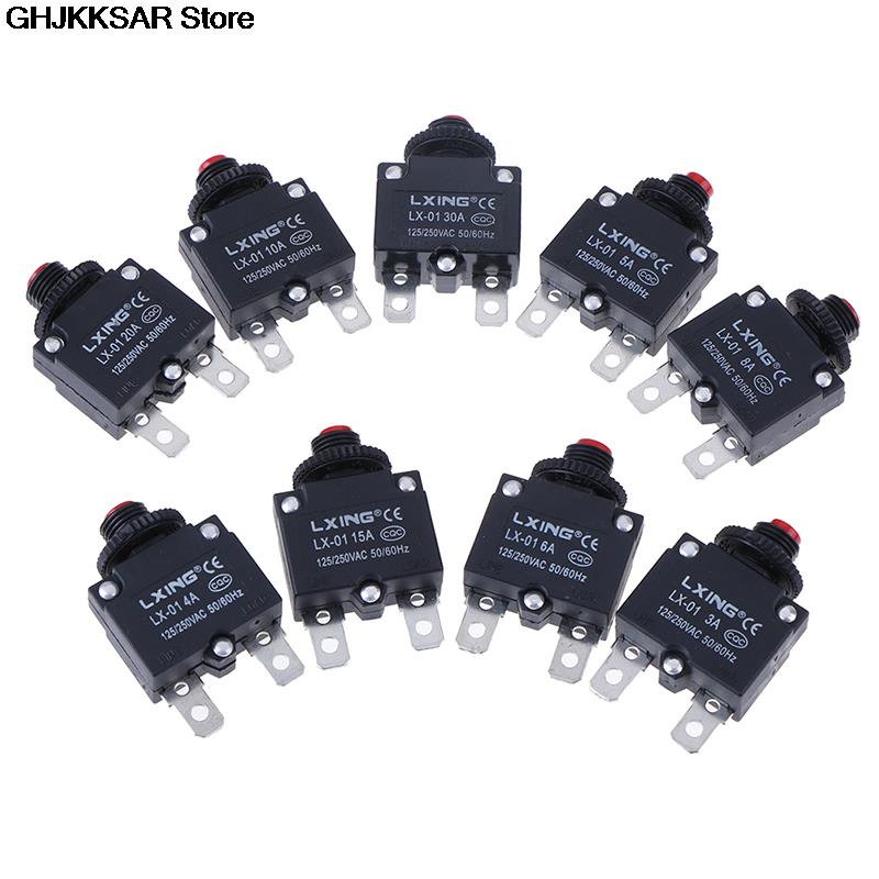 1Pc Circuit Breaker Overload Protector Switch Fuse 3A 4A 5A 6A 8A 10A 15A 20A 30A Thermal Switch Overload Protector Push Button