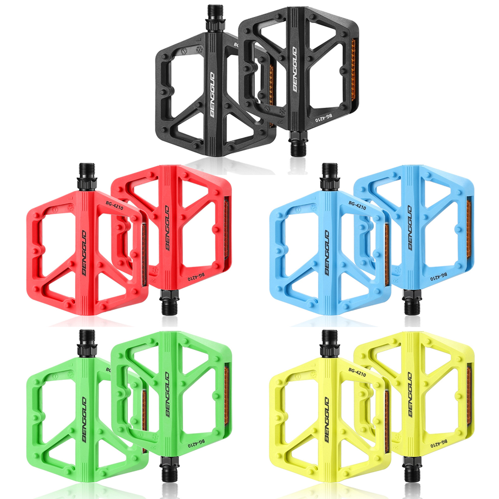 Pedales de bicicleta con doble rodamiento DU, plataforma de Pedal de bicicleta ultraligera de nailon, Pedal de bicicleta de montaña, piezas de pedales planos antideslizantes para MTB