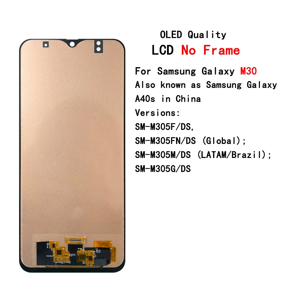 For SAMSUNG GALAXY M10 M20 M30 M30S LCD Display Touch Screen Digitizer frame Assembly For SAMSUNG M105 M205 M305 M307 LCD Screen