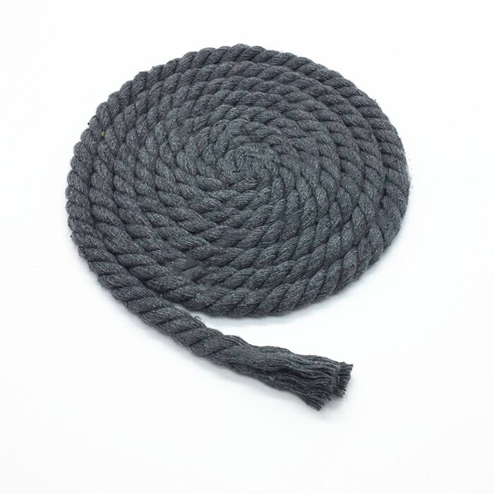 5 metros 10MM 3 partes retorcidas 100% cordones de algodón coloridos/cuerda para bolsa decoración del hogar accesorios textiles DIY: Negro