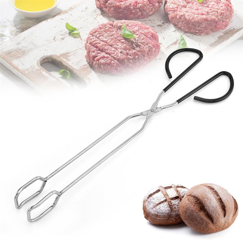 Stainless Steel Scissor Barbecue Tongs Outdoor Park Picnic BBQ Food Baking Bread Clamp Barbecue Tool Grilling Tong