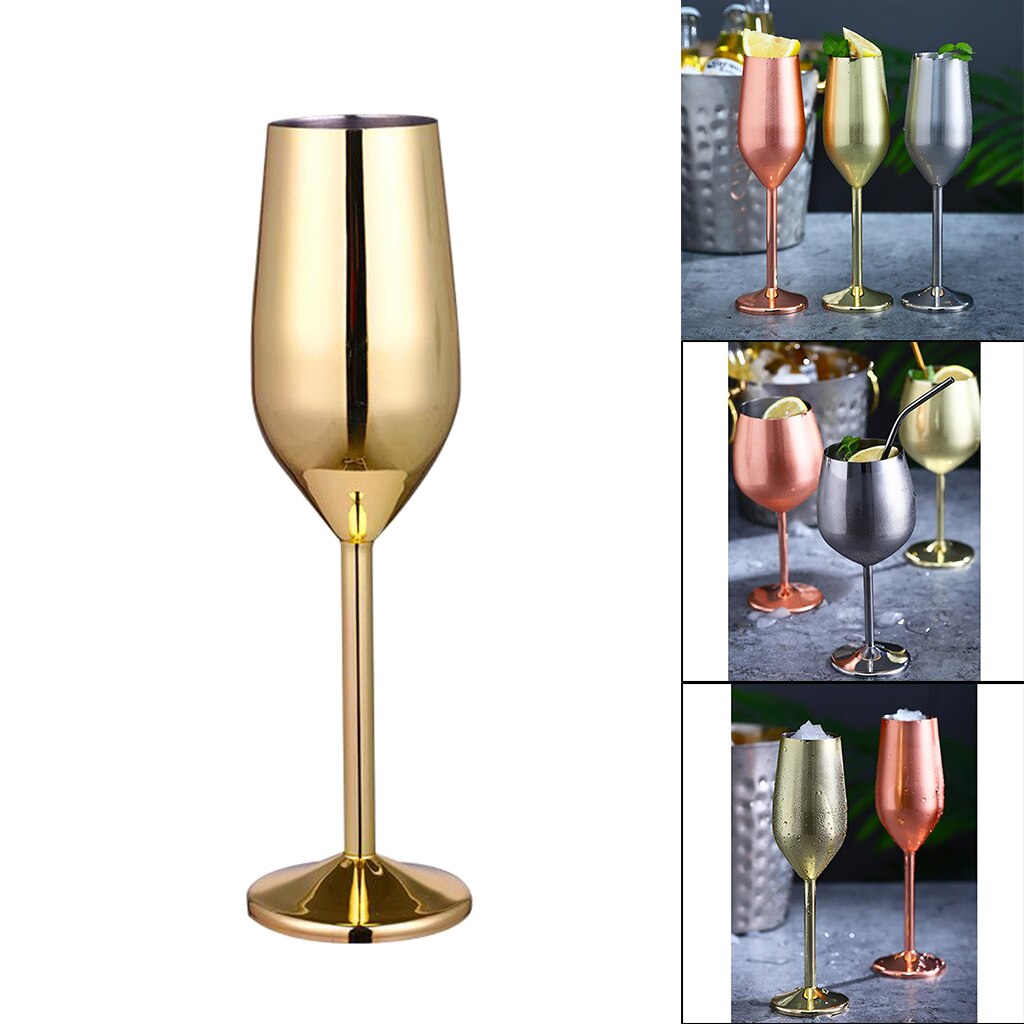 Vasos de vino de acero inoxidable, elegantes, decoración del banquete de boda, copa de vino de acero inoxidable, Plata/oro rosa/dorado, de Navidad