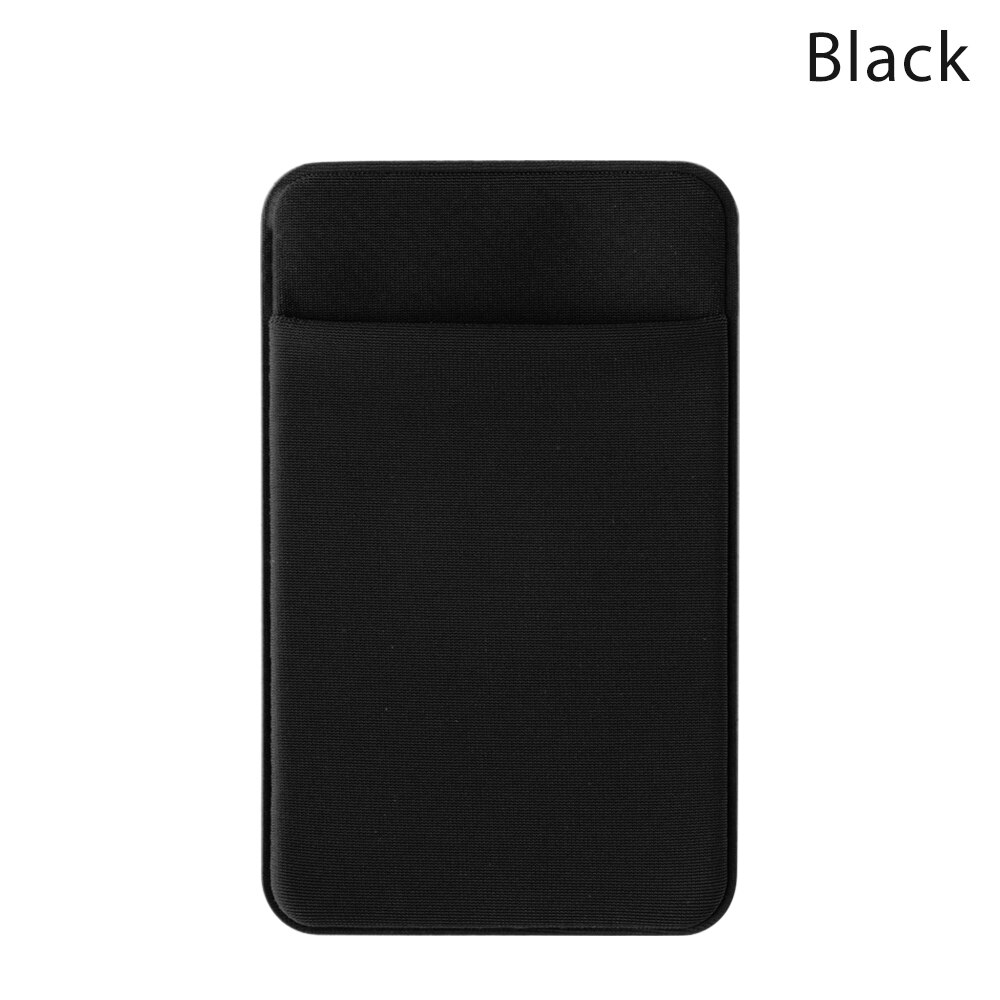 1PC Unisex Elastic Mobile Phone Wallet Cell Phone Card Holder Case Adhesive Sticker Pocket Credit ID Card Holder: black