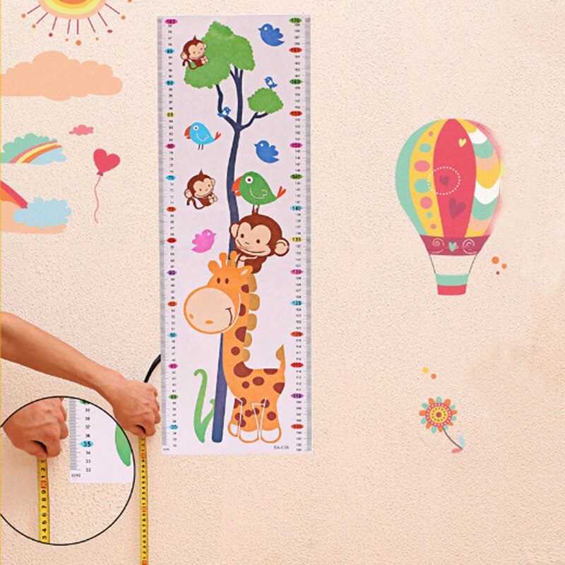 Cartoon Home Bedroom Visual Chart Nursery Decorations PVC Kids Height Chart 1Sheet Wall Stickers