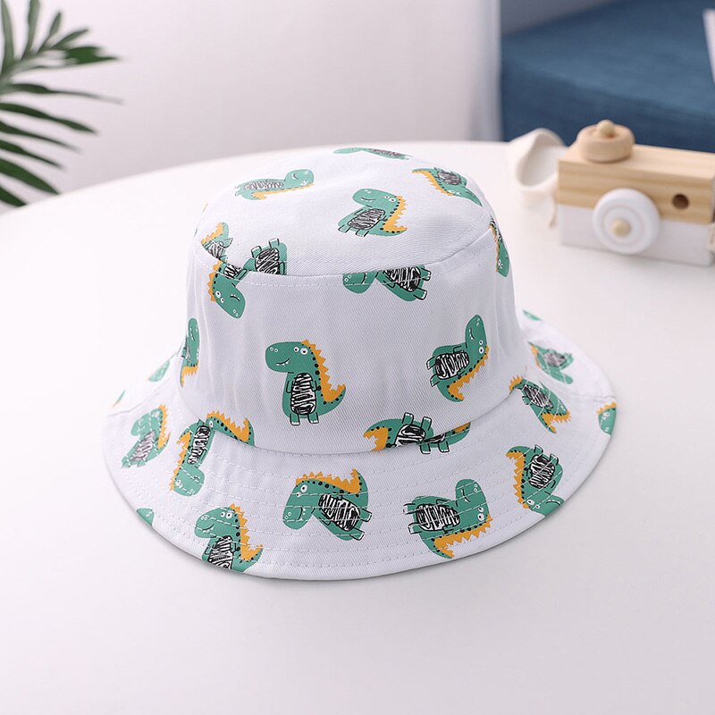 Söt dinosaurie baby hatt vår sommar barn flicka pojke hink keps utomhus barn småbarn fiskare strand solhatt: Vit