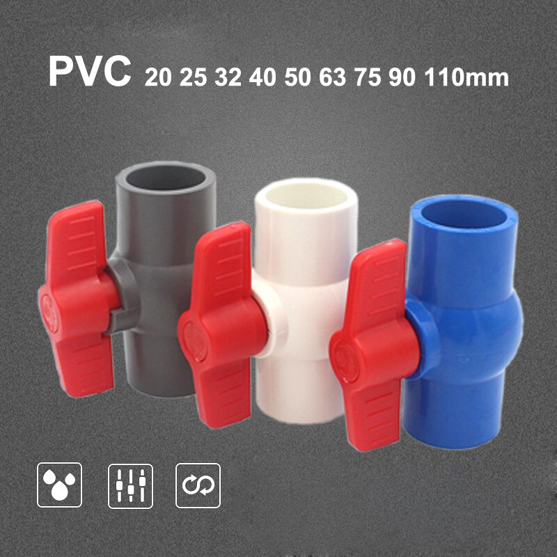 Nuonuowell 3 väri u-pvc palloventtiili vesijohto muovi korjaus liittimen sisempi halkaisija .20 25 32 mm pistorasia venttiili putkiyhde sovitin