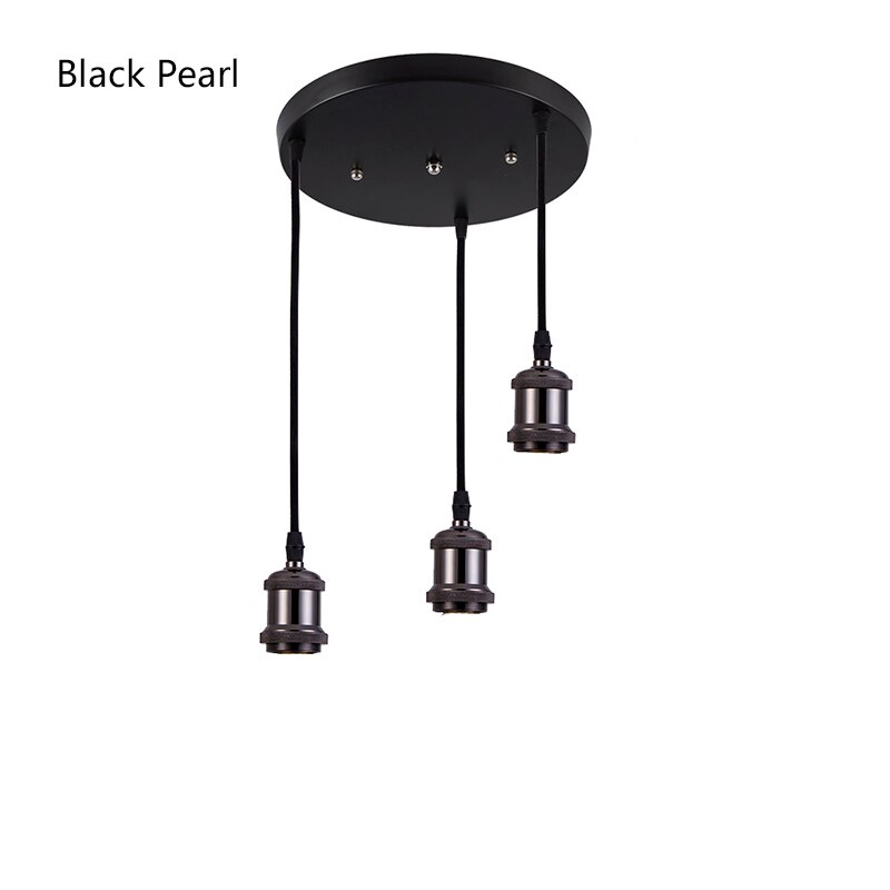 E27 Socket Aluminum Light Lamp Holder E26 Screw Bulb base Vintage Pendant lights Industrial Retro Fittings lamp holder Fixture: Black Round