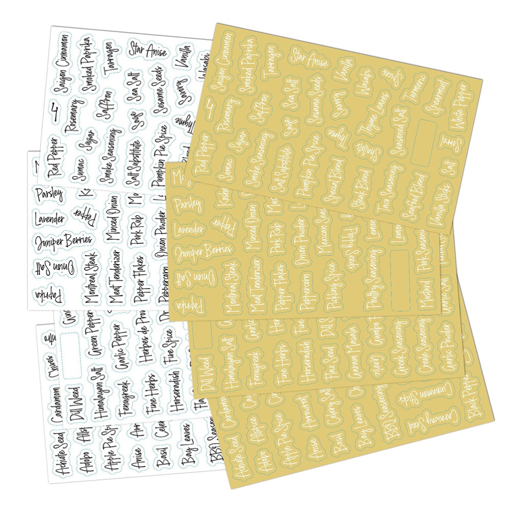 1 Set 274pcs Ingredients Name Label Decals Spice Labels for Home (Black, White)