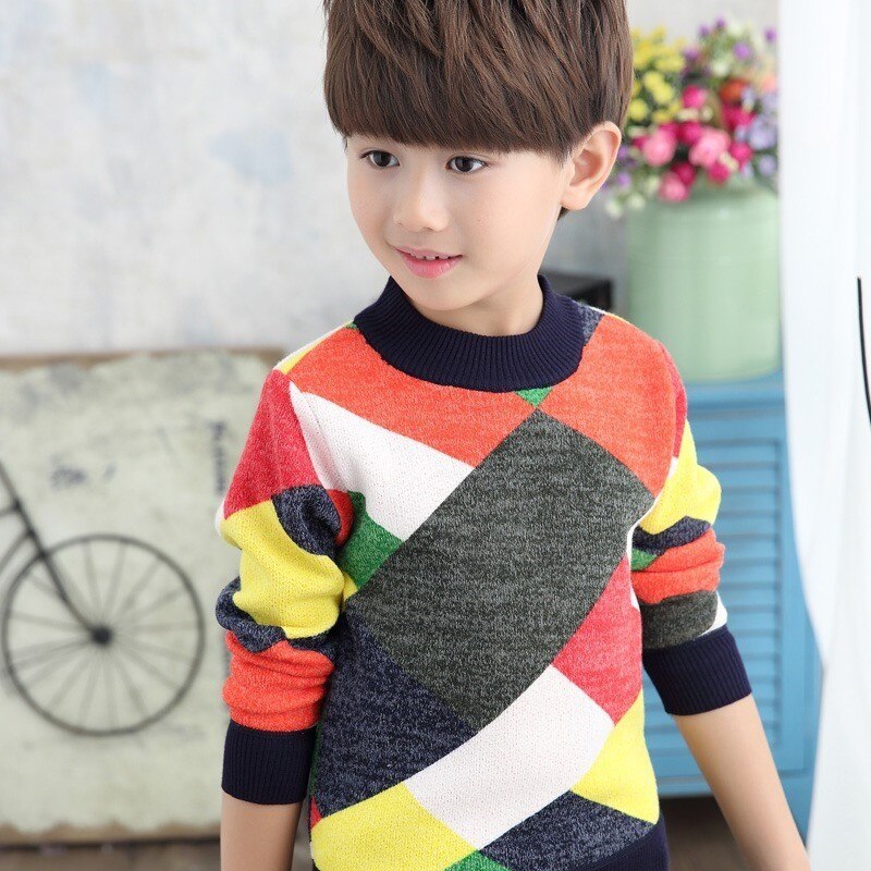 O-Neck Boys Sweaters Baby Stripe Plaid Pullover Knit Kids Clothes Autumn Winter Tops Children Sweaters Boy Clothing