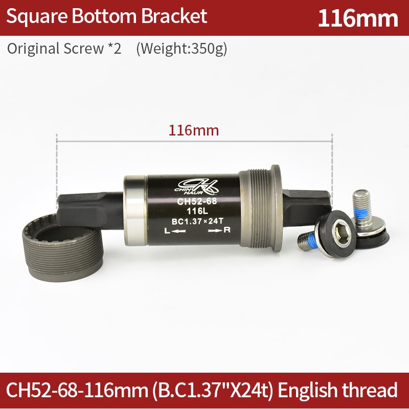JSHOU BIKE Square Taper Bottom Bracket BSA Tool Crank Axis Accessories Waterproof BB Parts Cycling Tool for Mountain Road Bike: 116mm CH52 68