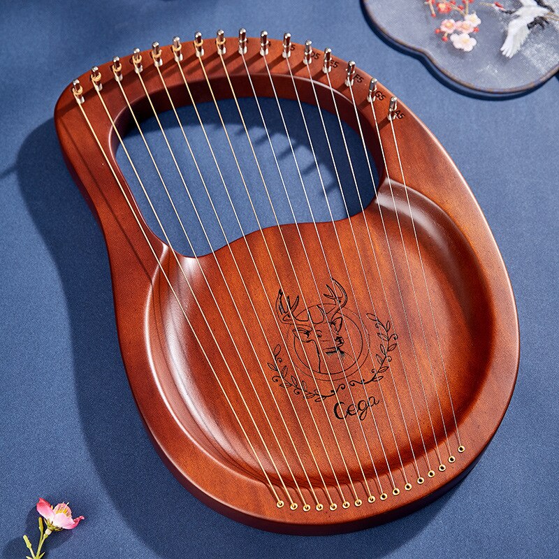 ARPA de madera de caoba de 16 cuerdas, instrumento Musical de arpa de 19 cuerdas, instrumento de cuerda, arpa de Lira con herramienta de afinación para principiantes: 16 strings type 12