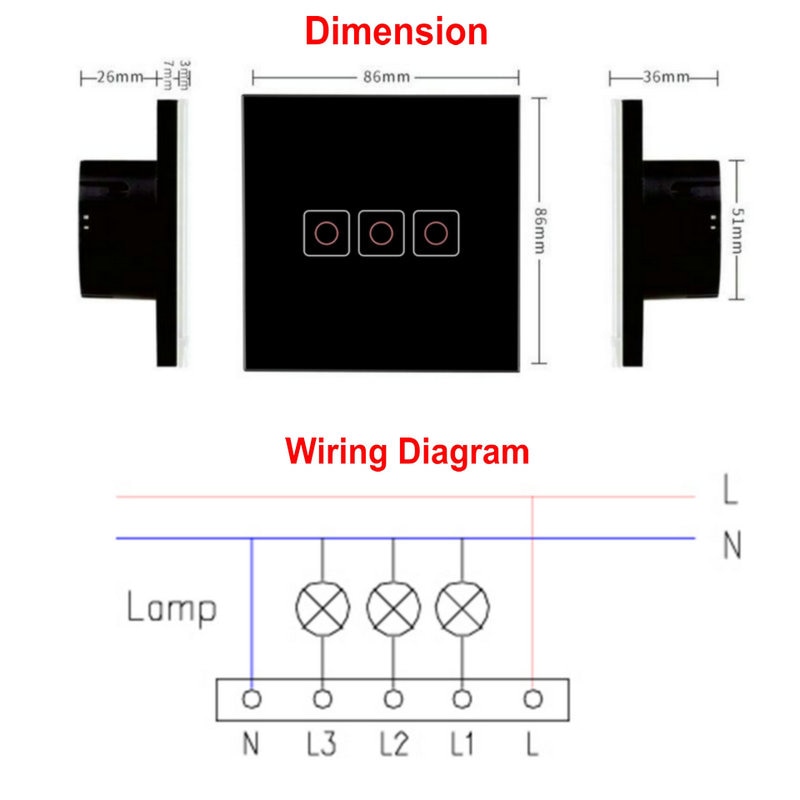 1/2/3 Gang Wireless Wifi Smart Wall Switch Tempered Glass Light Switch APP Control Voice Control Work For Alexa Google Home