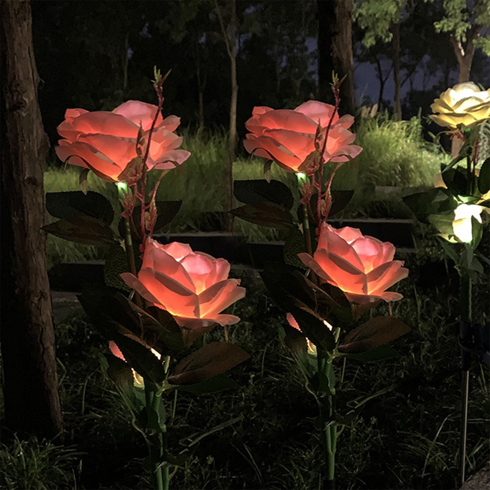 Zonne-energie Led Light Rose Bloem Lamp Simulatie Bloem Solar Lamp Voor Gazon Yard Garden Lichtgevende Bloem Tuin Decoratie