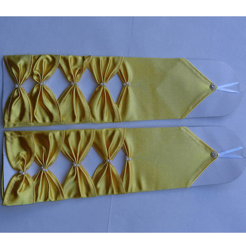 Gants de mariage longs en Satin vert pour mariée, longueur coude, pour Femme, pour soirée, danse, ST020: yellow