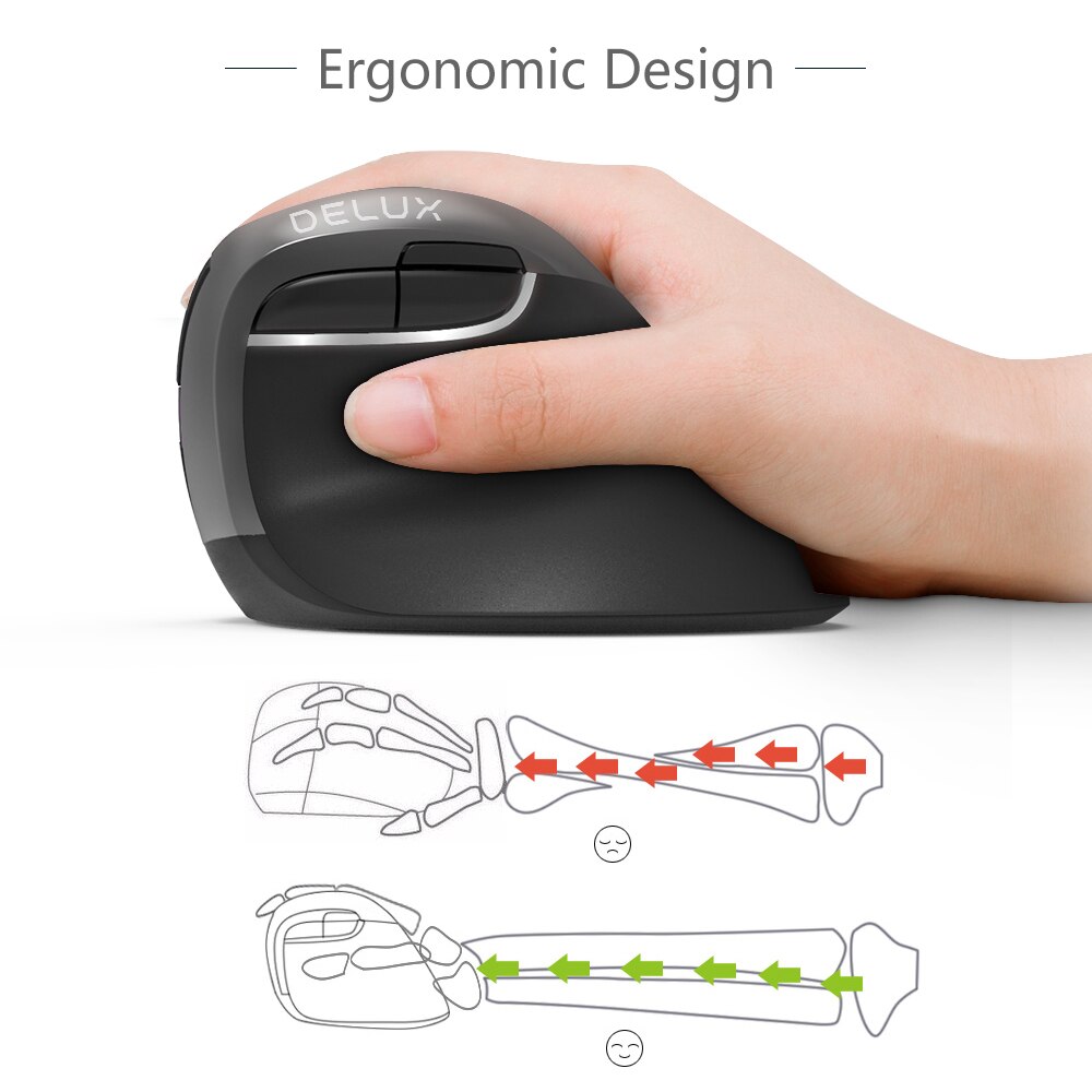 Delux M618Mini Ergonomic Vertical Mouse Wireless 2.4GHz Gaming Mouse gamer adjustable DPI Vertical Mice PC gamer