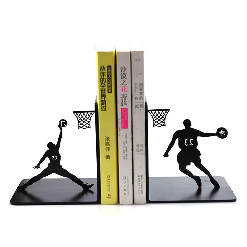 Mode Koele Metalen Stopper Houder Human-Vormige Basketbal Fan Boekensteun Voor School Briefpapier & Office Supply: black 4