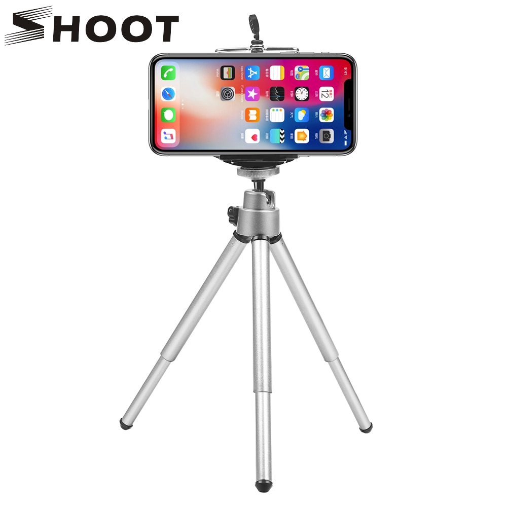 SCHIETEN Mini Statief + Telefoon Clip Stand Houder Adapter Mount voor iPhone X 8 7 6 6 Plus 5S 5C SamSung Xiaomi Huawei Flexibele Statief