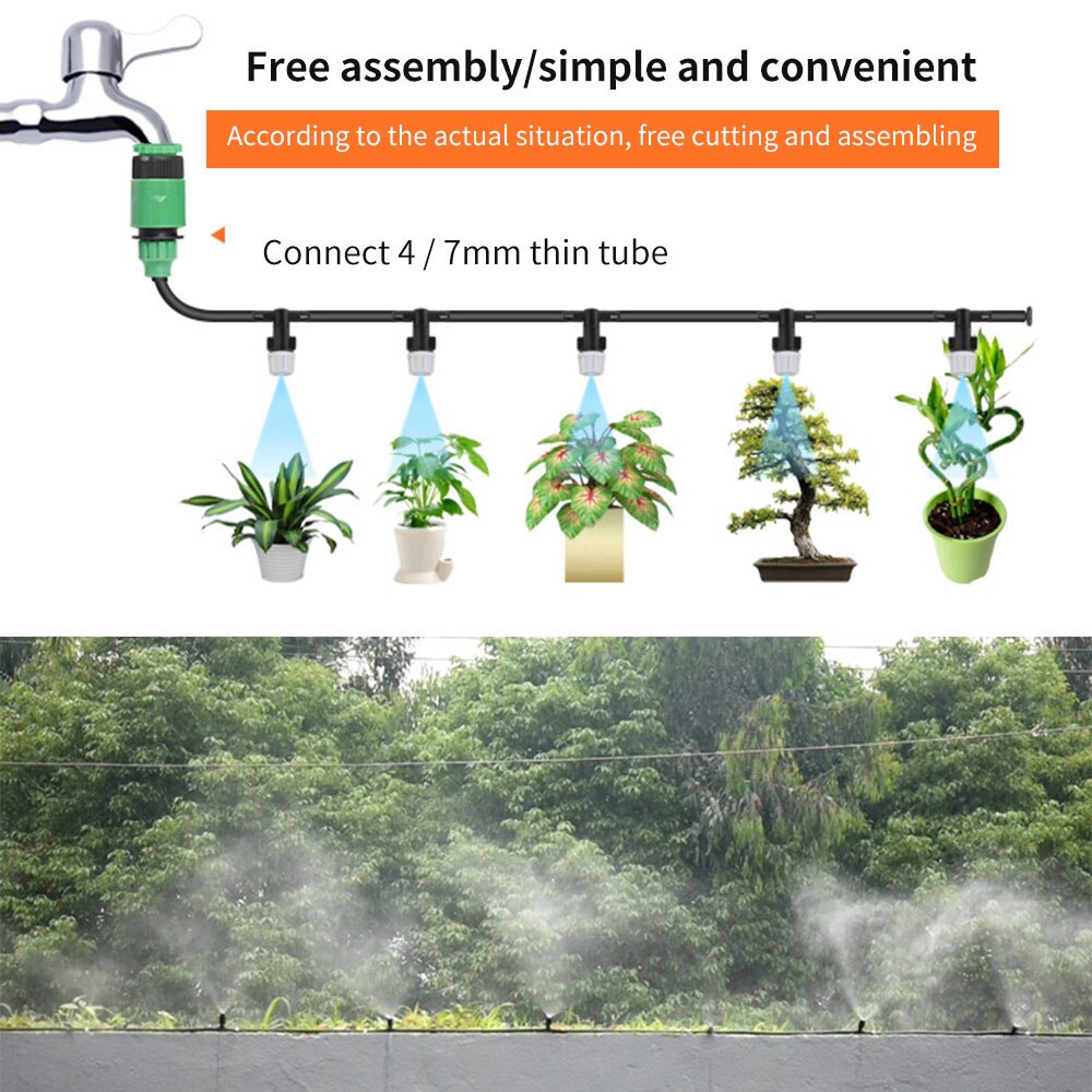 Sommer udendørs dug kølesystem kit til drivhus have terrasse planter gør det selv vanding vanding kit 5m/20m sprøjteslange