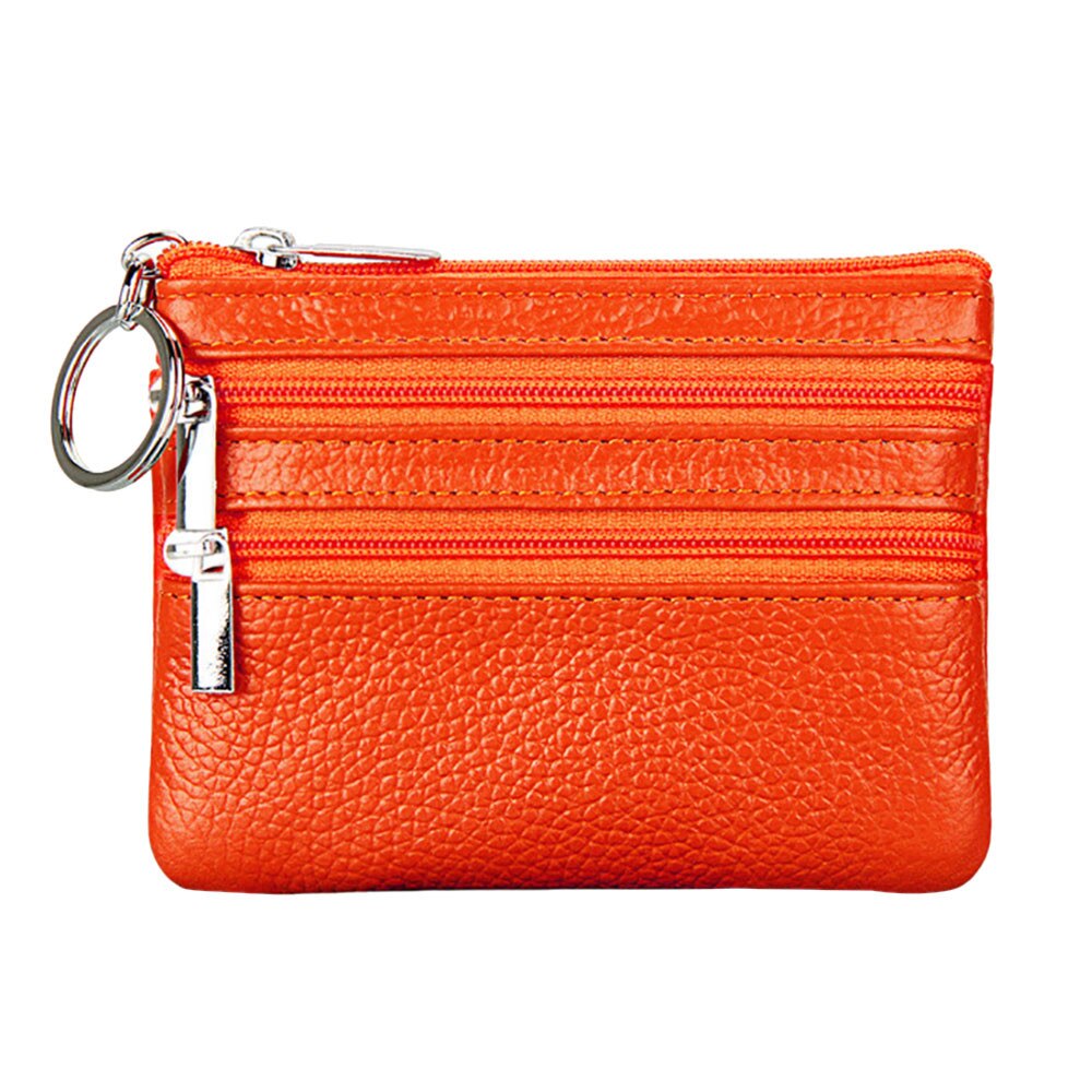 NUOVO caso di Cuoio Della Borsa Della Moneta Delle Donne Piccolo Cambiamento Del Raccoglitore Borse Mini Chiusura Lampo Sacchi di Denaro di Tasca Portafogli Key Holder # T2: Orange 