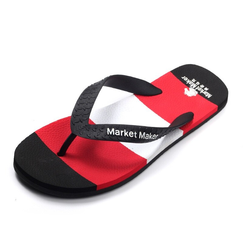 Män skor sommar herr tofflor anti-slide lätta mjuka flip flops fritidsskor sommar manliga inomhus utomhus tofflor strand: Röd / 43